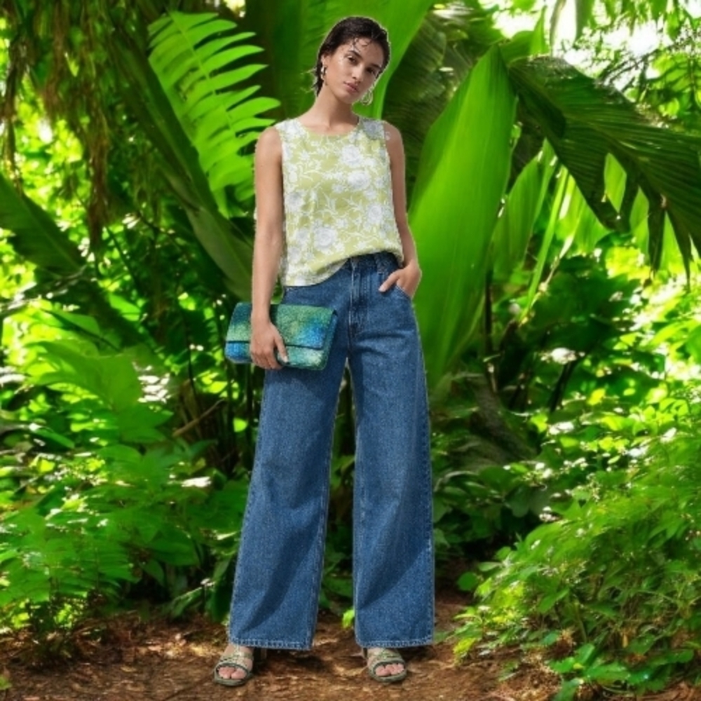 Nwt Anthropology Plus Paisly Green & Blue Top Sz 1X